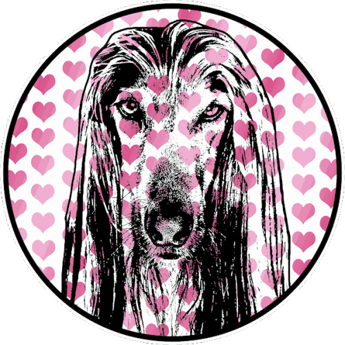 Valentines Dog Breed Silhouette Hearts